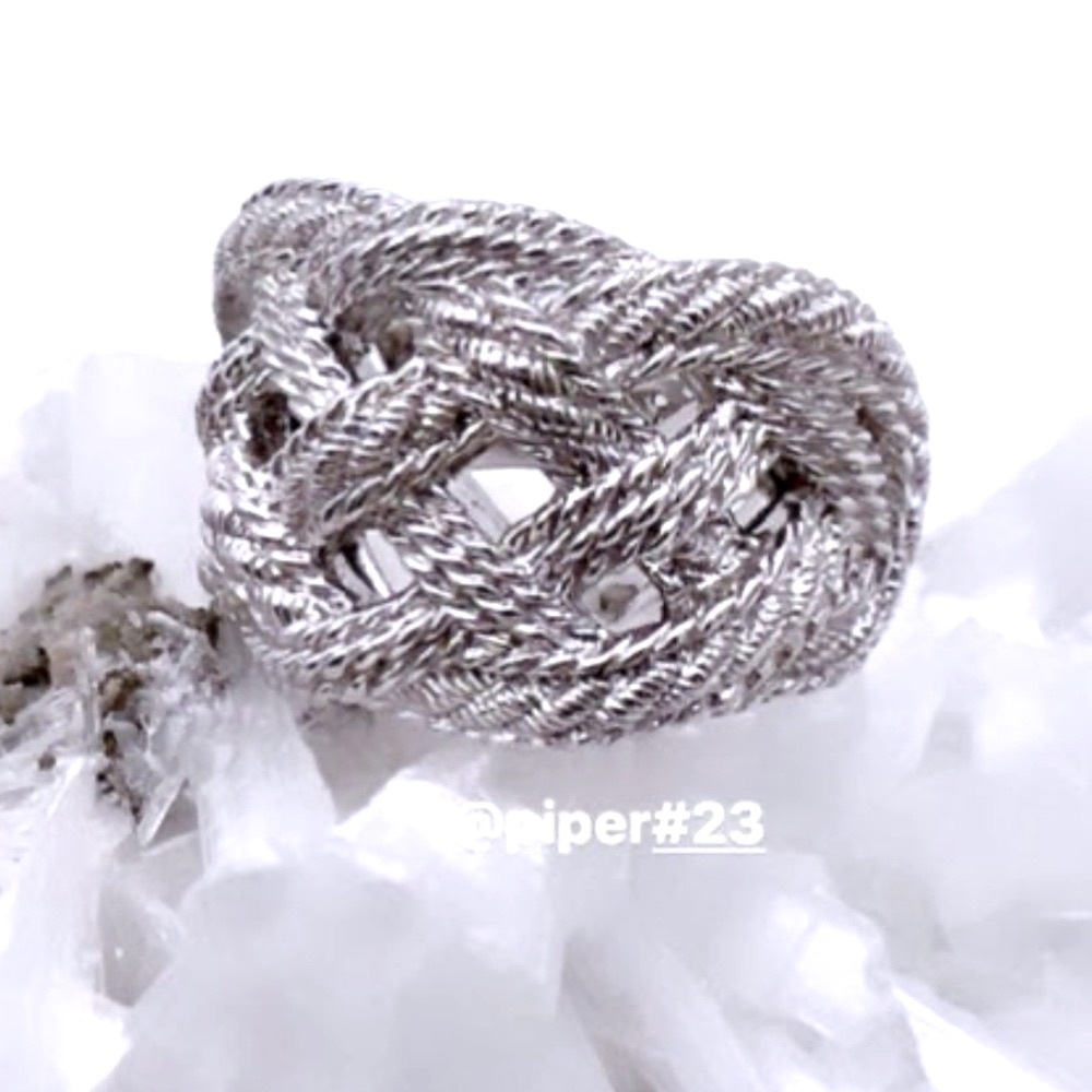 NWOT Judith Ripka Sterling Silver Braided Berge Textured Ring - size 5